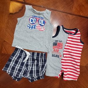 4th of July baby boy 3 in 1 set 0 to 3 months infant boy clothes